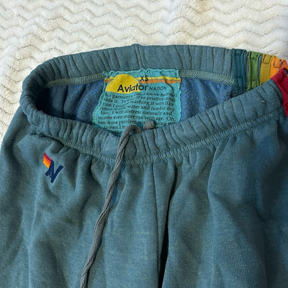 not sold! Selling aviator nation blue stripped sweats, size woman’s XS